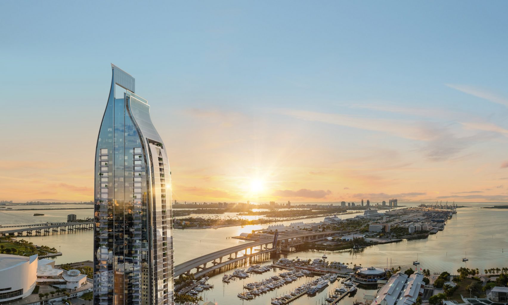 Miami skyline at sunset